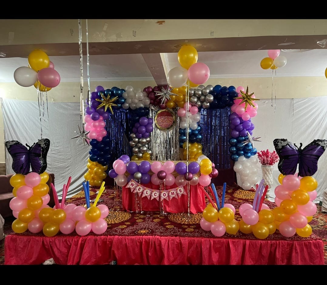 Colorful Butterfly-Themed Stage Decoration for Birthday