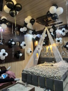 Premium Black & White Birthday Room Decoration