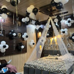 Premium Black & White Birthday Room Decoration