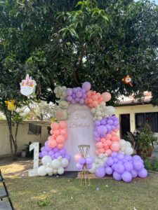 Pastel Balloon Decoration for 1st Birthday