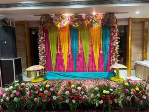Vibrant Mehndi & Haldi Stage Decoration