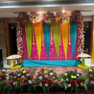Vibrant Mehndi & Haldi Stage Decoration