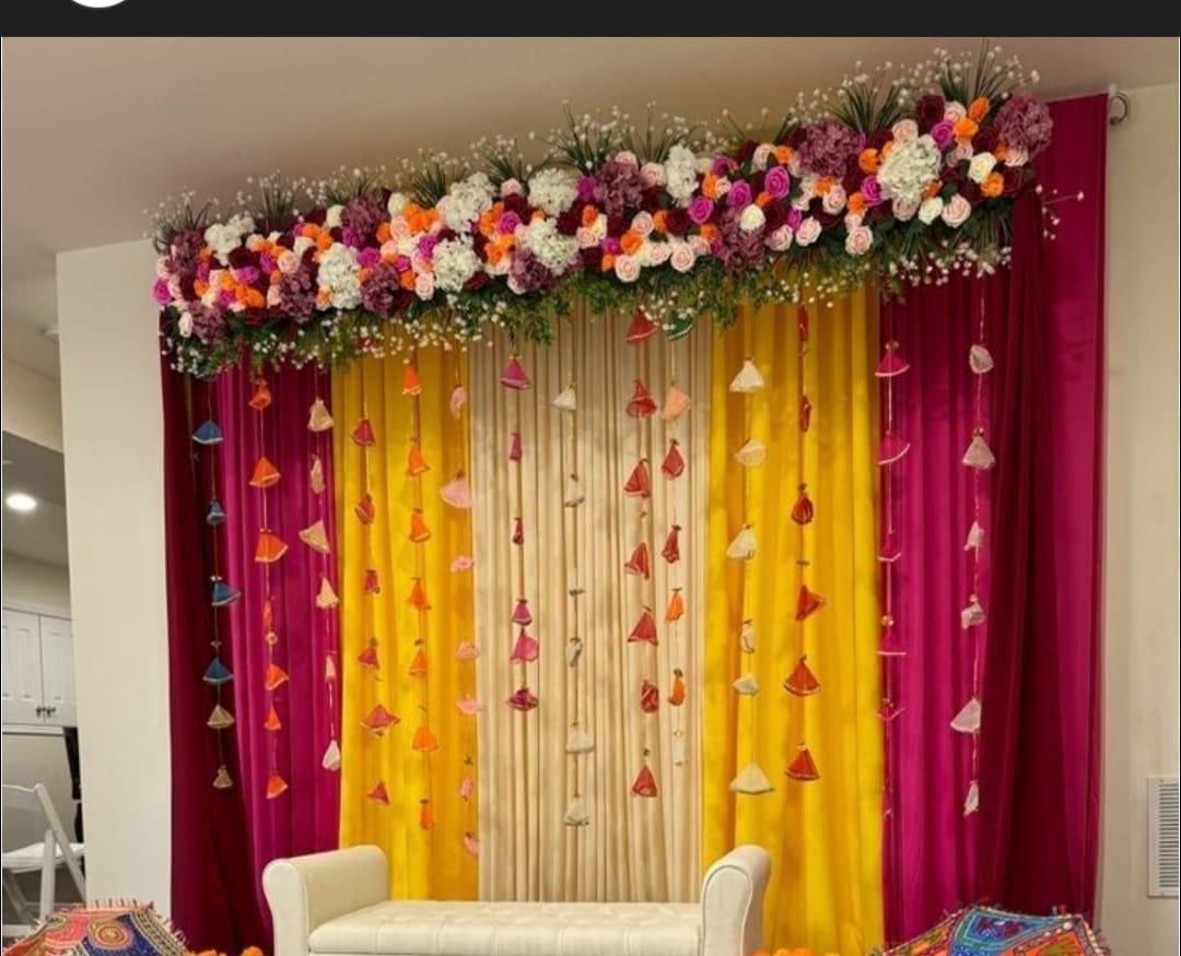 Haldi & Mehndi Backdrop Decoration in Rudrapur | Floral Wedding Decor Services