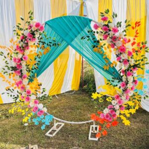 Floral Ring Backdrop Decoration in Rudrapur Haldi, Mehndi & Wedding Photo Booth Decor