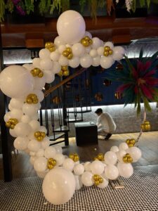 White & Gold Balloon Ring Decoration in Rudrapur