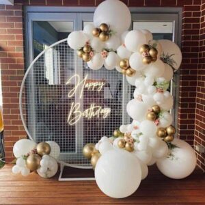 White & Gold Balloon Ring Decoration in Rudrapur 1