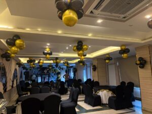 Luxury Black & Gold Corporate Party Balloon Decoration