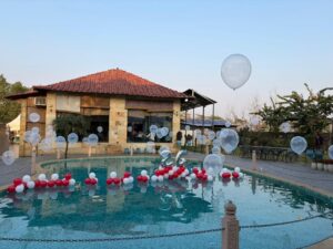 Romantic Poolside Balloon Decoration for Anniversary & Private Celebrations