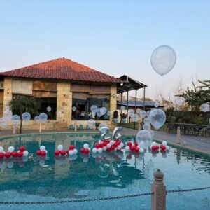Romantic Poolside Balloon Decoration for Anniversary & Private Celebrations