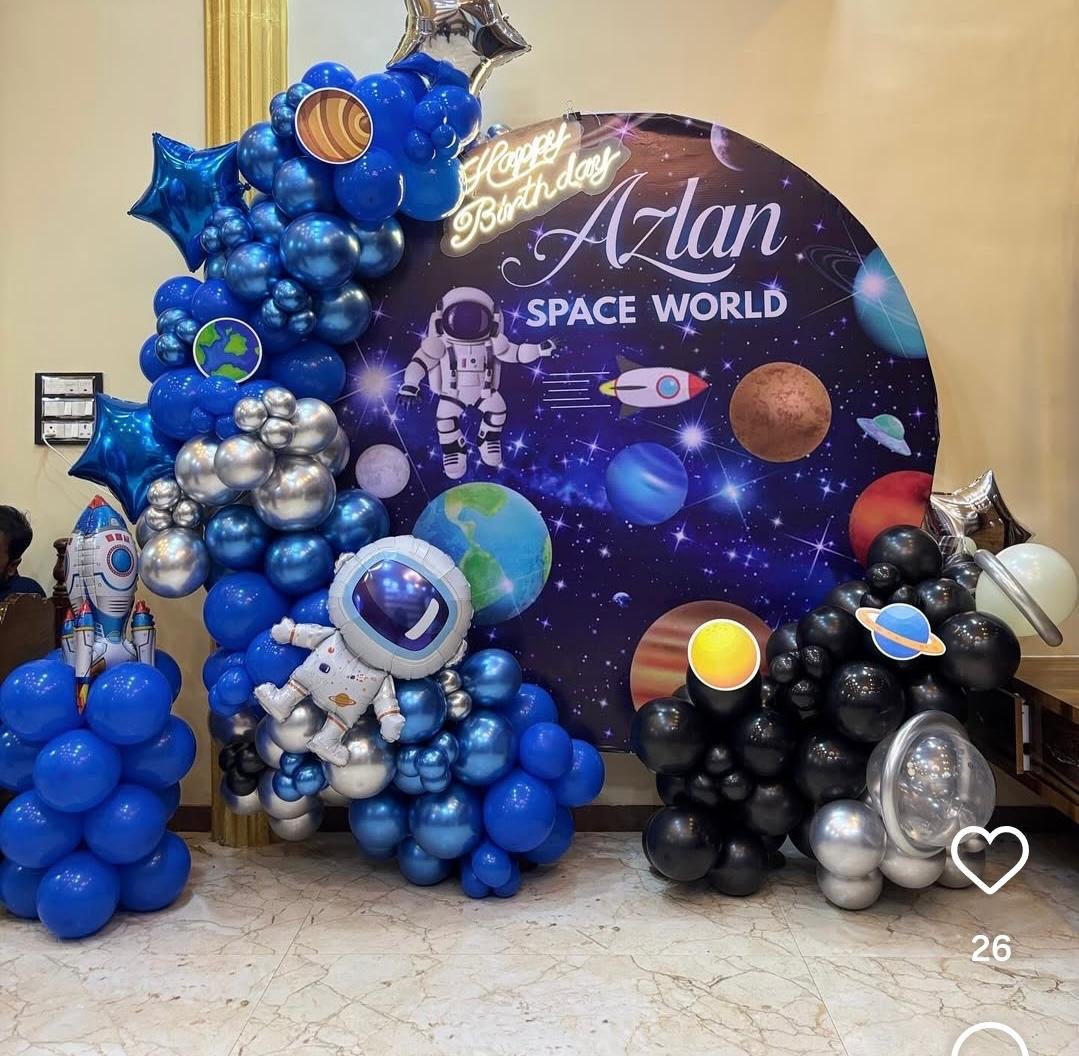 Space World & Astronaut Theme Birthday Decoration Setup