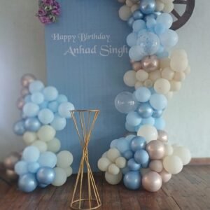Elegant Blue & White Birthday Balloon L Shape Decoration