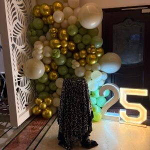 Elegant 25th Birthday Green & Gold Balloon Decoration