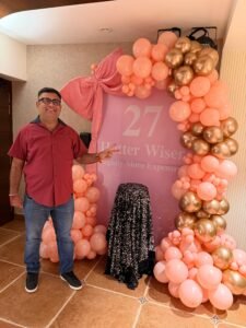 Elegant 27th Birthday Pink & Gold Balloon Arch Decoration