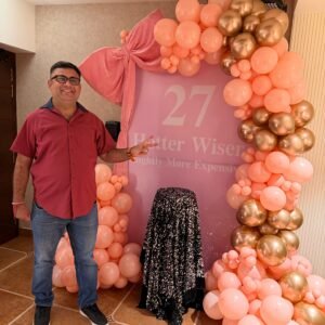 Elegant 27th Birthday Pink & Gold Balloon Arch Decoration