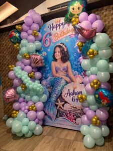 Mermaid Theme Birthday Decoration with Lavender & Mint Balloon Arch