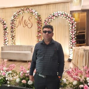 Wedding Stage Decoration with Floral Arch Backdrop