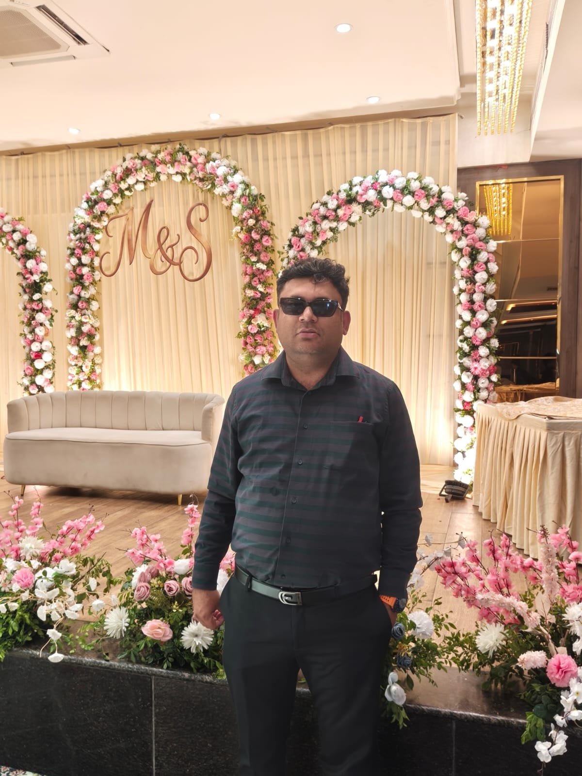 Wedding Stage Decoration with Floral Arch Backdrop